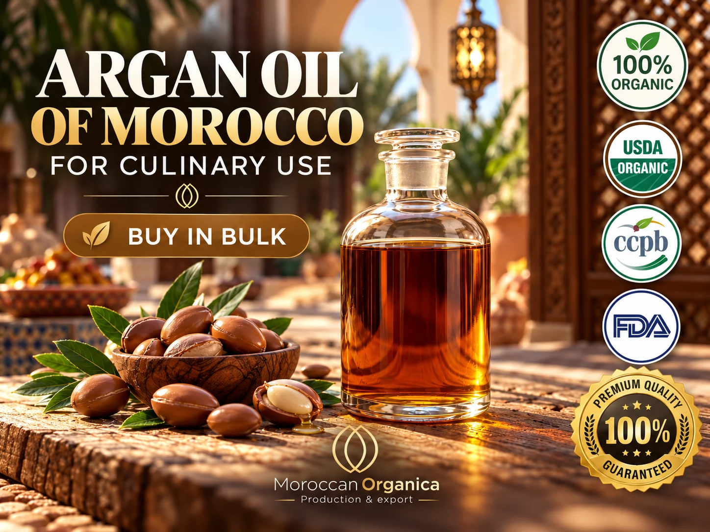 Organic Culinary Argan Oil of Morocco – 100% Pure Edible Argan Oil