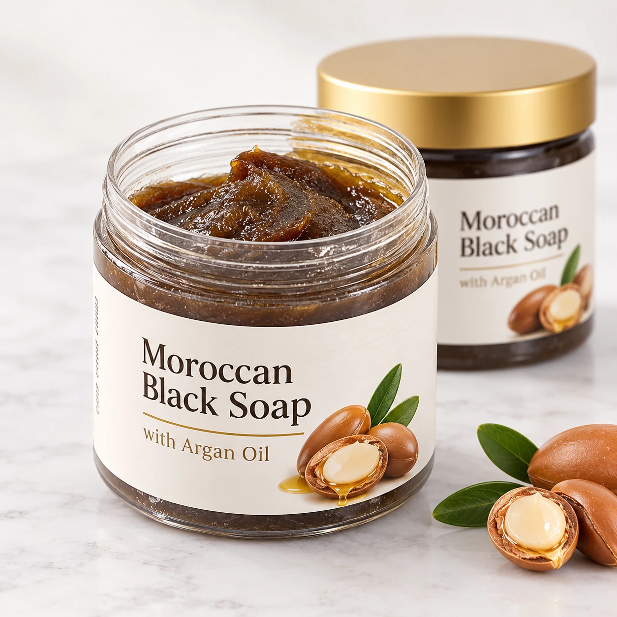 Moroccan black soap with argan oil