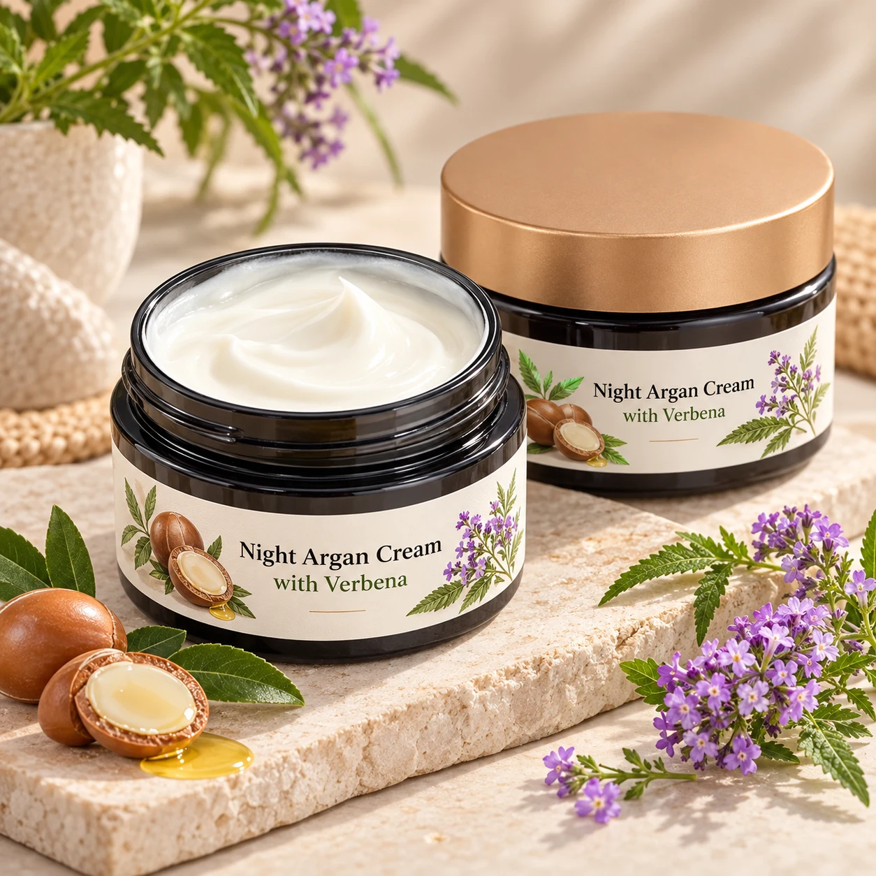 Night argan cream with verbena