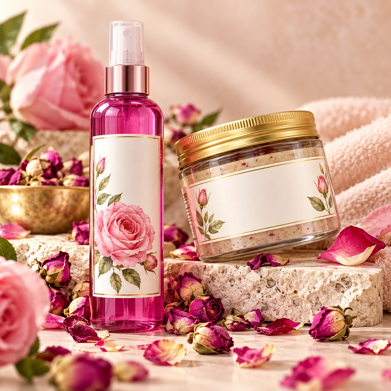 Rose scrub and facial mist